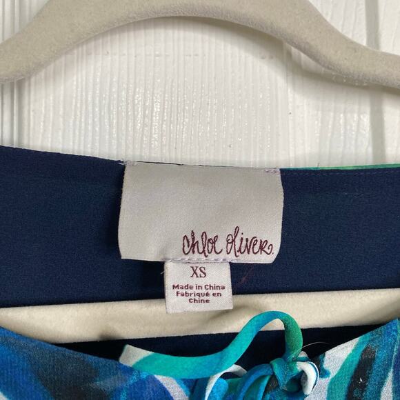 ANTHROPOLOGIE Chloe Oliver Parterre Swing Dress Blue Green Size XS Tropical - Picture 6 of 9